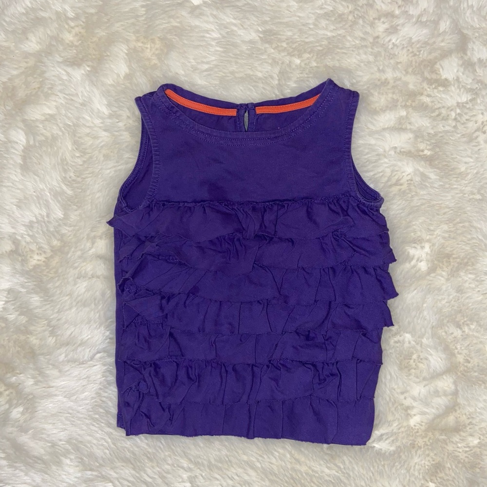 Mini Boden Purple Ruffle Tank Top, 3-4 Years